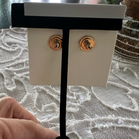 Tory Burch Gold Hexagon Stud Earrings - Picture 3 of 3